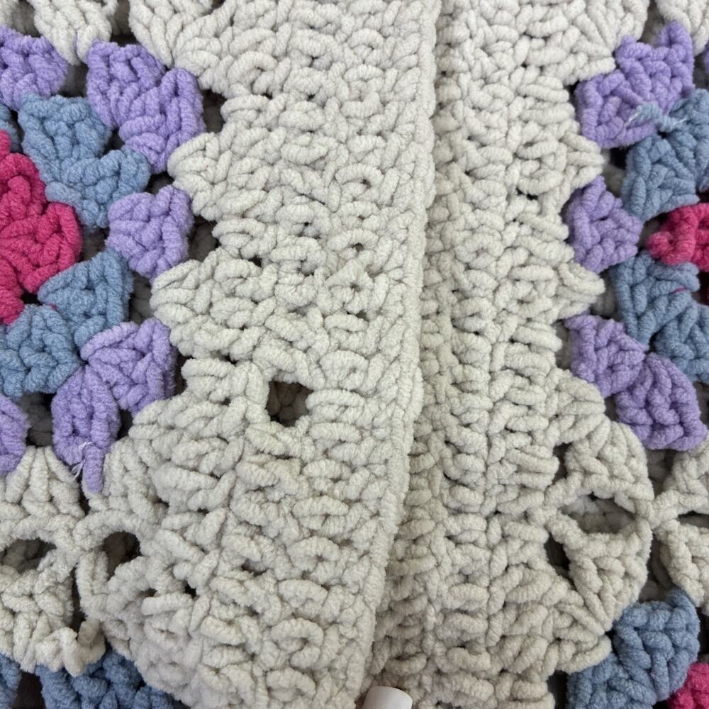 POL Granny Square Crochet Cardigan Sweater Tan, Prpl, Blue, Pink Boho Sz Small - Picture 2 of 11